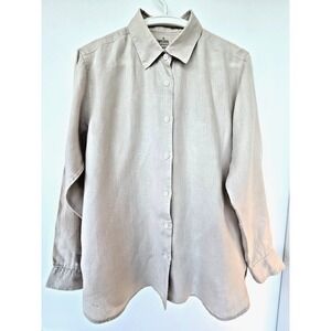 Muji Hemp Shirt Long Sleeves Button Up Beige Minimalist Quiet Luxury Old Money